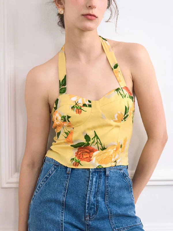 Faye Vintage Print Halter Top