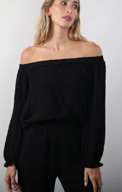 Gauze Flowy Off The Shoulder Top