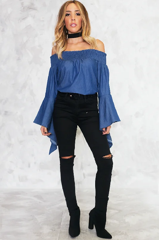 I Can Be There Off-the-Shoulder Top - Dark Blue