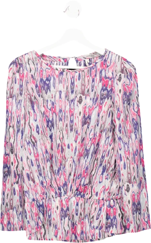 IRO Multicoloured Abstract Print Top Gathered At Waist UK 6