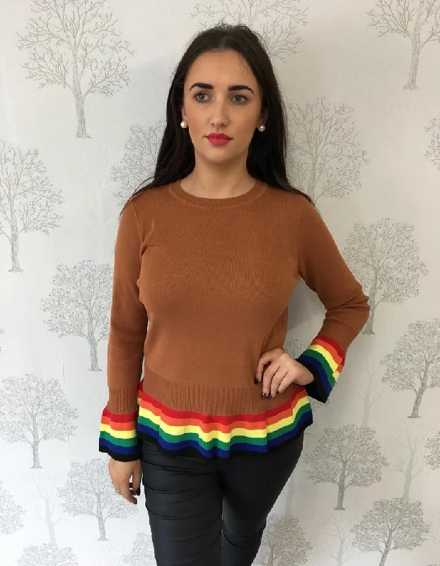 Jane Bronze Rainbow Peplum Hem Jumper