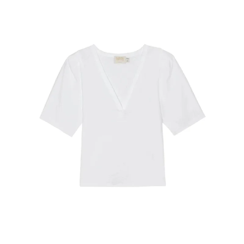 Joelene V-Neck Short Sleeve Top (Optic White)