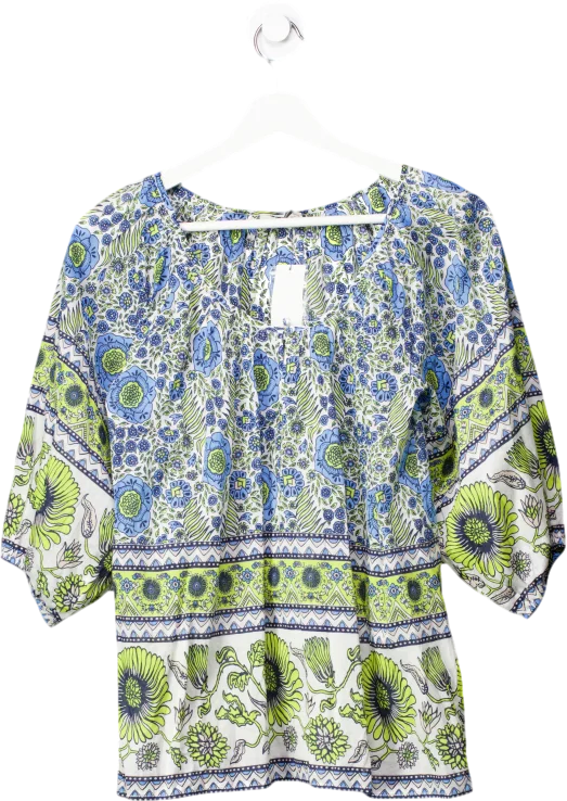 Joie Blue Nancy Top With Flower Pattern UK XS