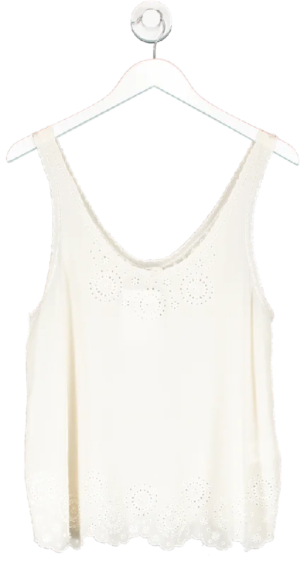 Joie Cream Embroidered Sleeveless Top UK M