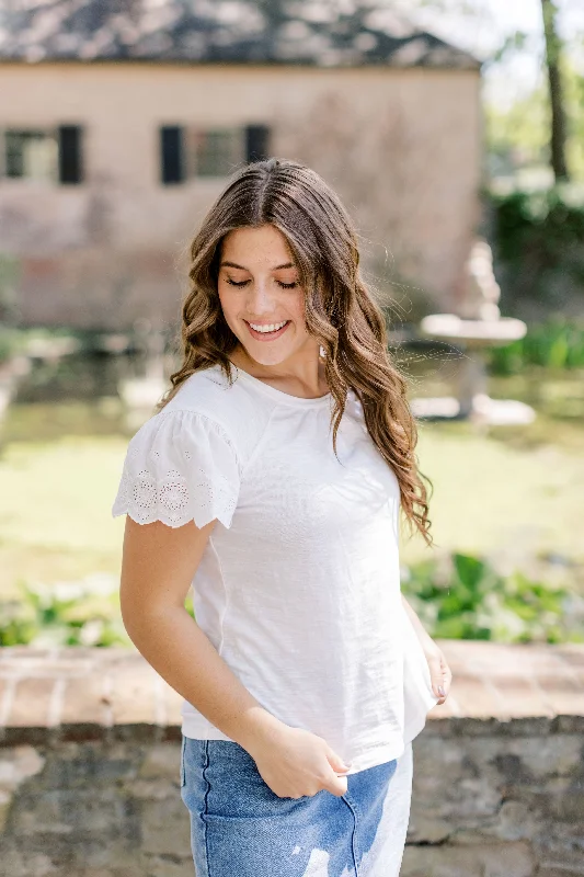 'Jolene' Eyelet Sleeve Cotton Top