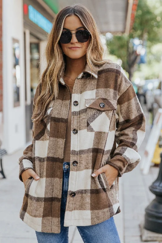 Karlie Brown Plaid Flannel Shacket