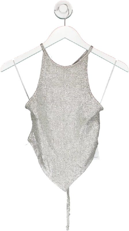 Local European Metallic Silver Halter UK XS