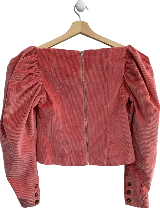 LPA Pink Corduroy Puff Sleeve Top S