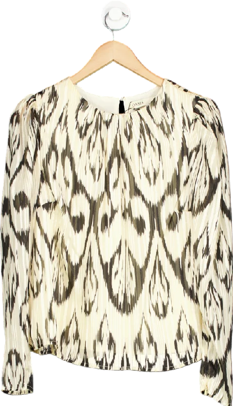 OASIS Ivory Kat Jacquard Print Long Sleeve Top UK 10