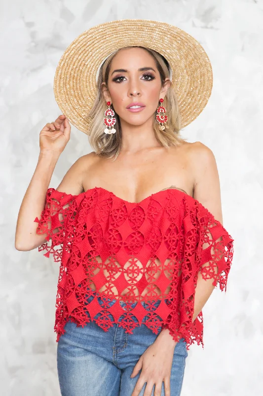 Off-Shoulder Crochet Top