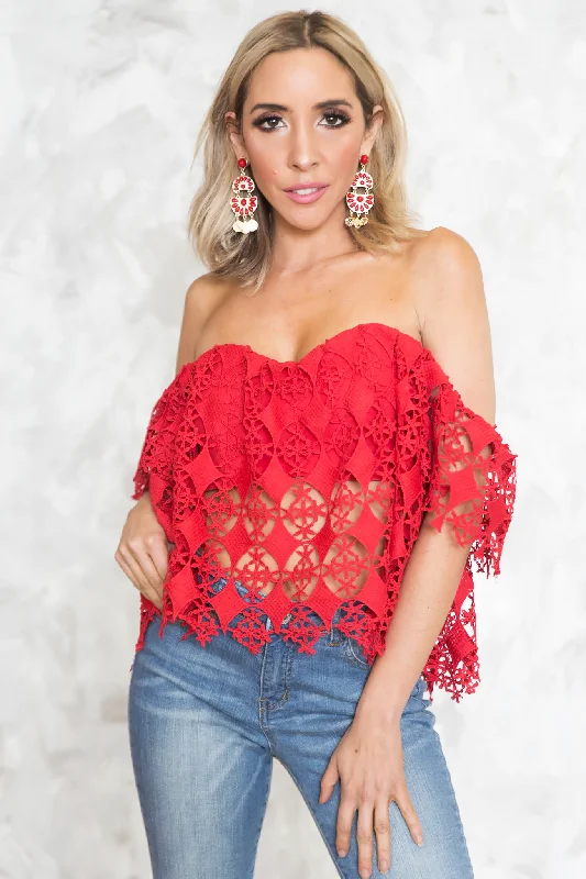 Off-Shoulder Crochet Top