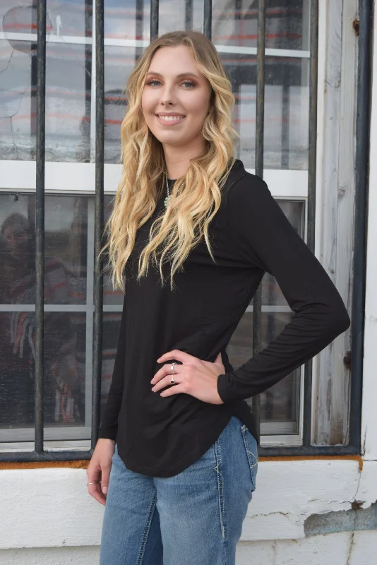 The Pinedale Basic Black Long-Sleeve Top