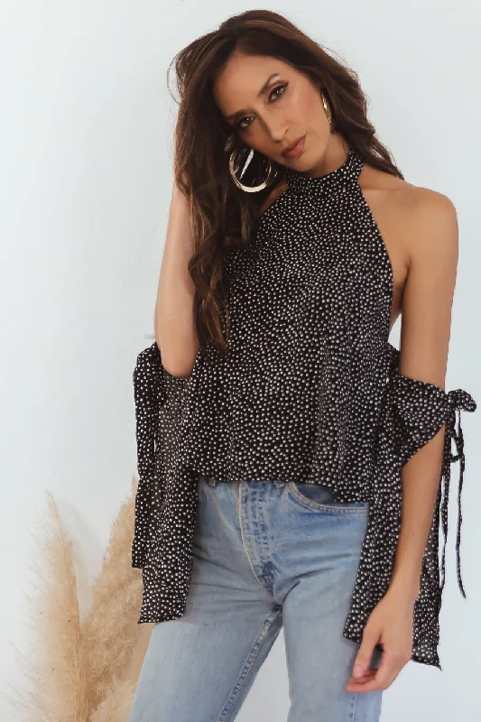 Polka-Dot Top with Cutout Shoulder