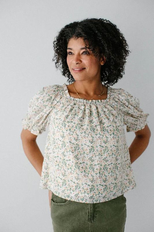 'Primrose' Ruffle Sleeve Floral Top in Soft Yellow