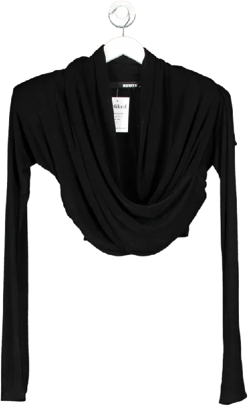 Rotate Birger Christensen Black Cowl Neck Long Sleeve Top UK 6