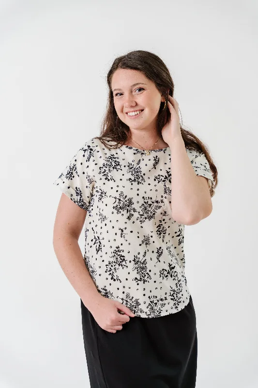 'Shalom' Nature Print Top in Cream FINAL SALE