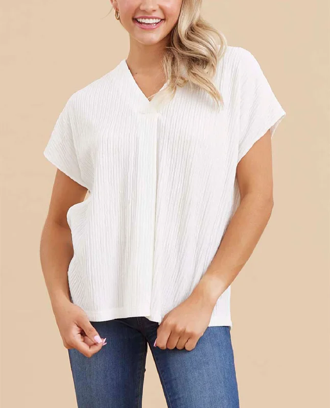 Textured V-Neck Top