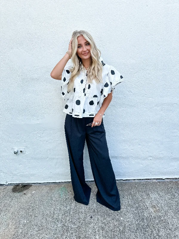 Polka Dot Ruffle Sleeve Top