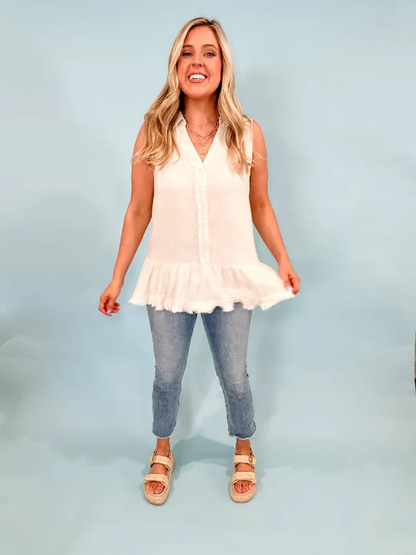 Linen Ruffle Top