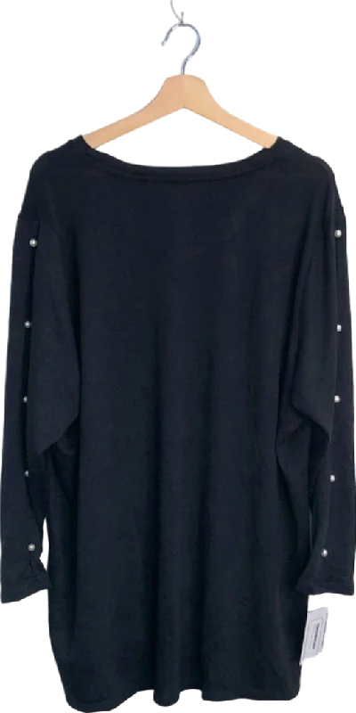 Very Black Pearl-Detail Long Sleeve Top UK 14