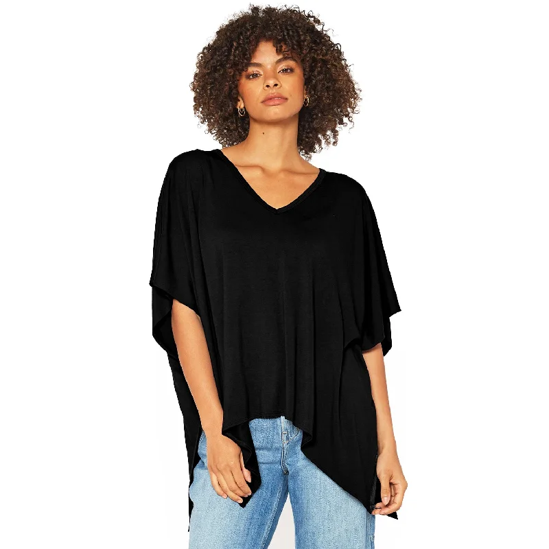 Women's Basic V-Neck Poncho Styled Tunic