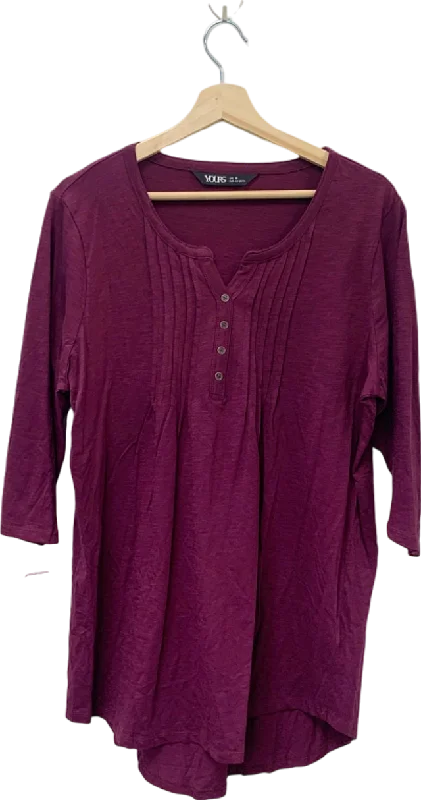 Yours Purple Pintuck Henley Top Size UK 18