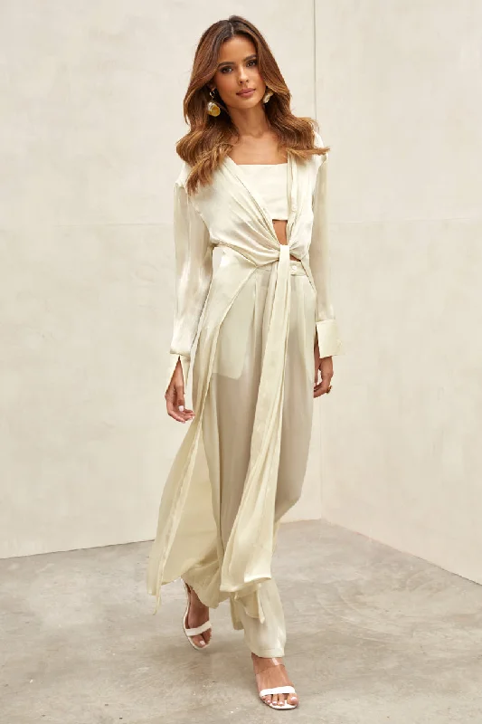 Zura Shimmer Maxi Duster Jacket Olive