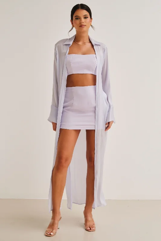 Zura Shimmer Maxi Duster Jacket Lilac