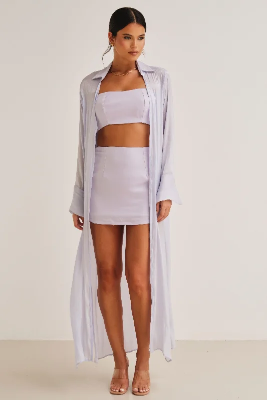 Zura Shimmer Maxi Duster Jacket Lilac