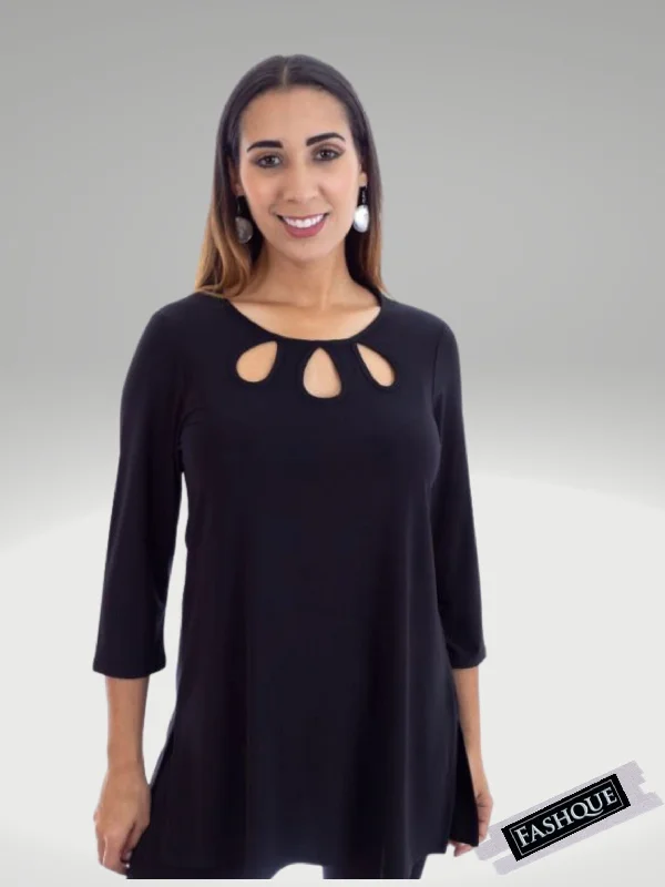 Key Hole Neckline 3/4 Sleeve Tunic - T539