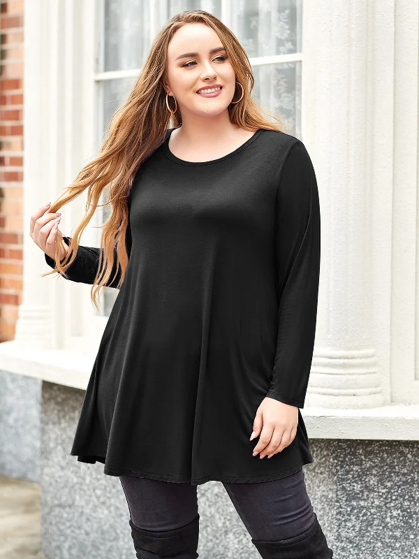 LARACE Plus Size Tunic Tops for Women Long Sleeve Swing Shirt Loose Fit Flowy Clothing for Leggings 8053