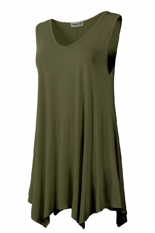 Women V-Neck Tank Top Tunic for Leggings - LARACE 8037